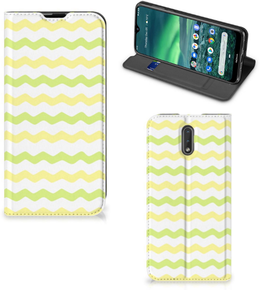 Nokia 2.3 Hoesje met Magneet Waves Yellow