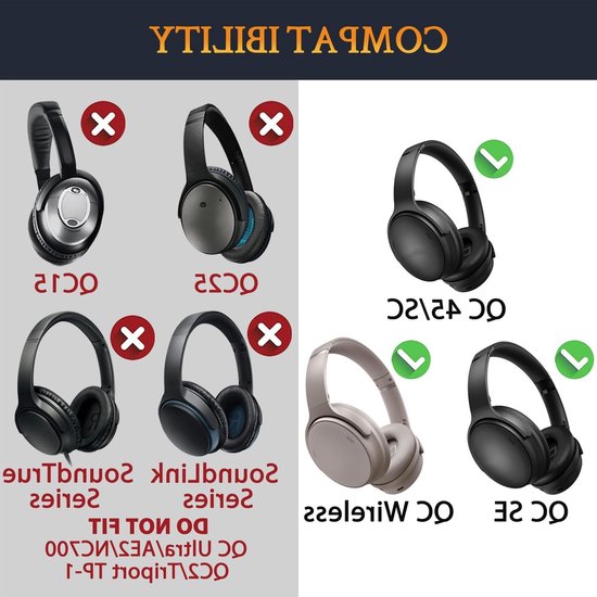 Vervangende Hoofdband en Kussen Kit voor Bose QuietComfort 45 en SE Hoofdtelefoons, Eenvoudige Installatie en Comfort Verbetering — afbeelding 3