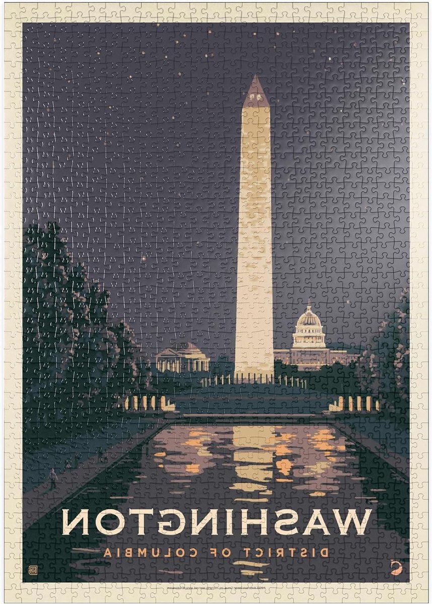 Legpuzzel Washington DC - Vintage Poster Puzzel - Ontspannen Vrije Tijd - Hoge Resolutie Print - 1000 Stukjes - Meerkleurig