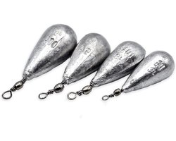 Sbirulino Loodset - Peerlood met wartel - Zeevissen - Hoge draaicoëfficiënt - 4 stuks 50-100g - Zilver