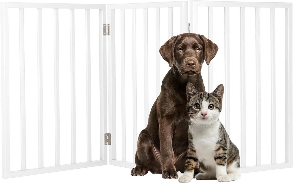 Hondenhek - Huisdierhek Puppyhek - Toegang Beperken - Vrijstaand Opvouwbaar - 137 x 61 cm - Wit