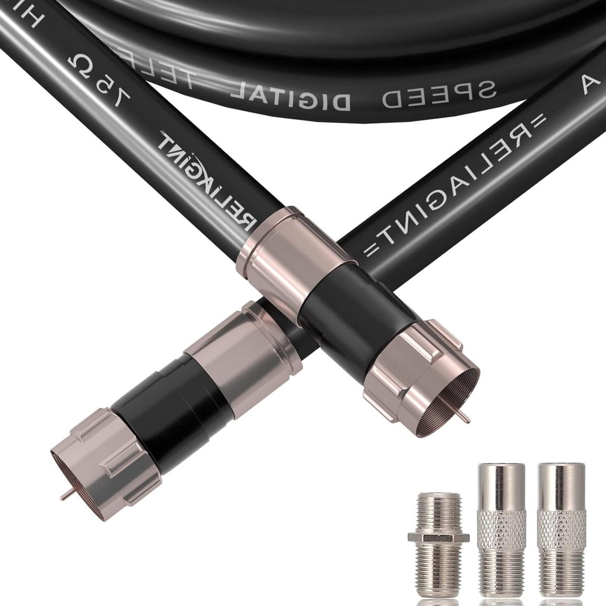 RG6 Kabel - Coaxkabel TV Antennekabel - Signaal Ontvangen - Viervoudige Afscherming - 152 meter - Zwart