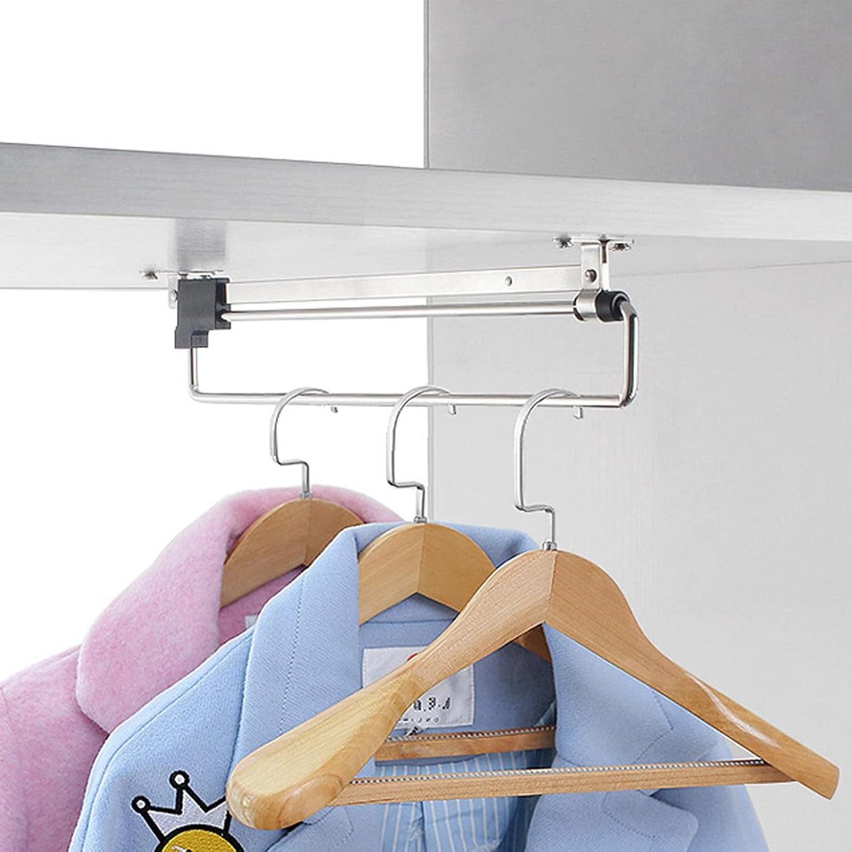 Kledingstaaf Kast Uittrekbaar - Garderobestang Uittrekbaar - Kleding Ophangen - Verstelbaar Telescopisch - Max 480 mm - Zilver