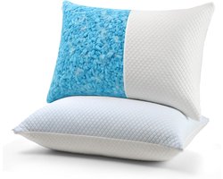 Verkoelend Hoofdkussen - Traagschuim Kussen - Comfortabel Slapen - Dubbelzijdig Seizoensontwerp - 40 x 60 cm - Blauw Wit
