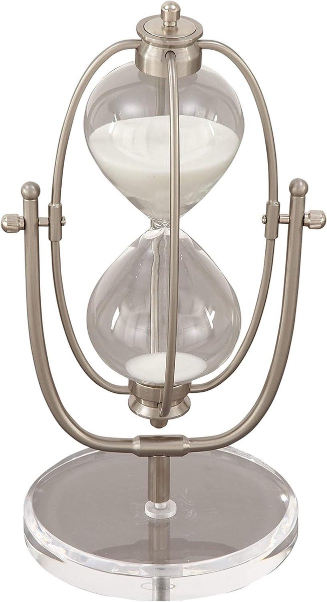 Draaibare Zandloper - Zandloper Timer - Tijd Meten - Metalen Kooi - 12 Inch Hoog - Zilver