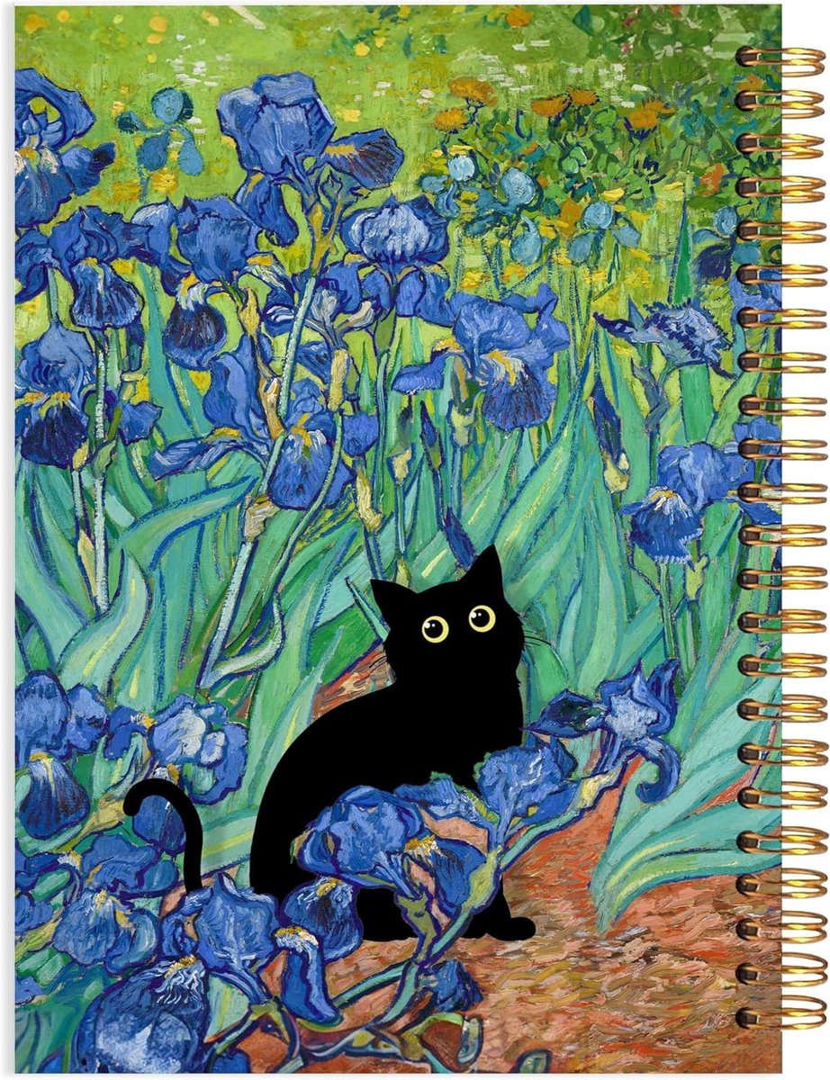 Spiraal Notitieboek - Dagboek Katten - Schrijven en Plannen - Hardcover Omslag - 5.5x8.3 inch - Zwart