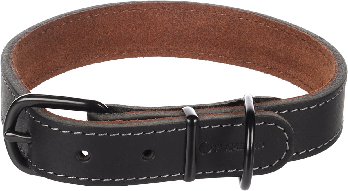 Flamingo - Hond Halsband Montana Zwart M / L 38,5-48,5cm 25mm