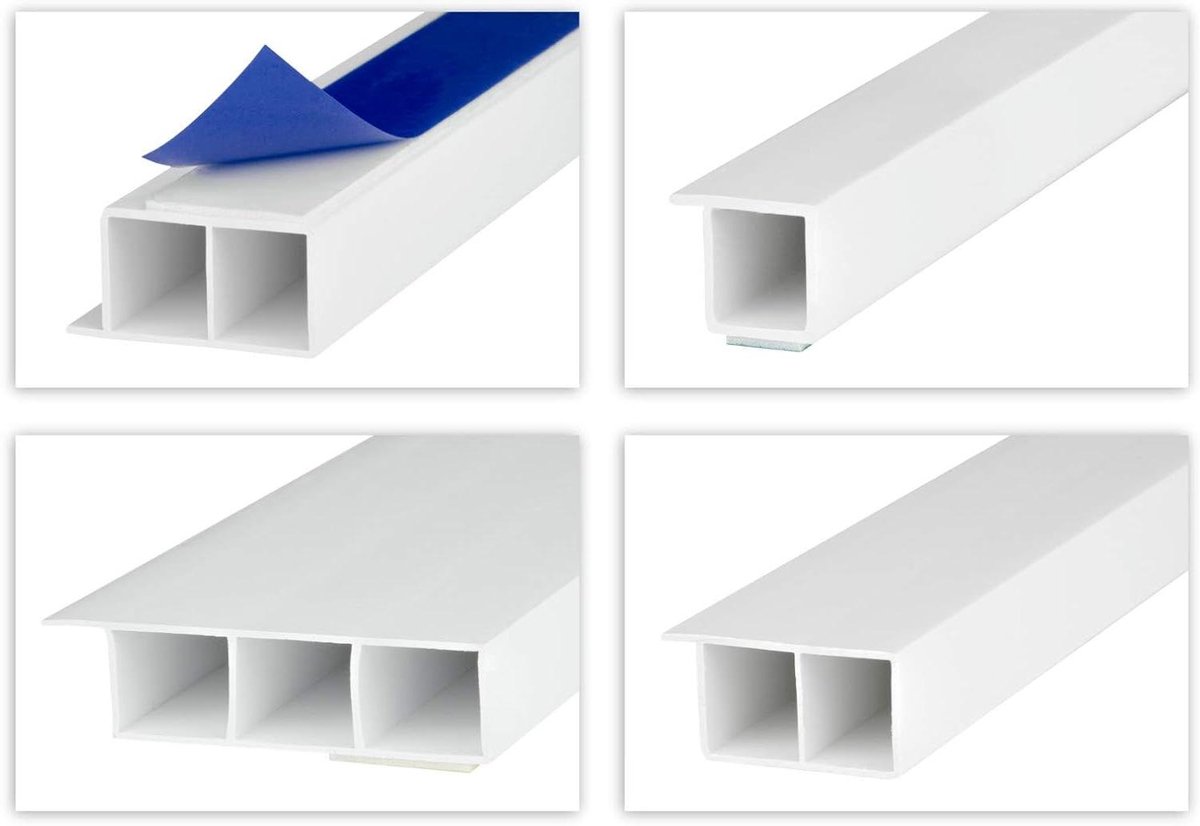 Afdeklijsten PVC - Holle kamerprofielen - Voegen afdekken - Vocht en schimmelbestendig - 200 cm - Wit