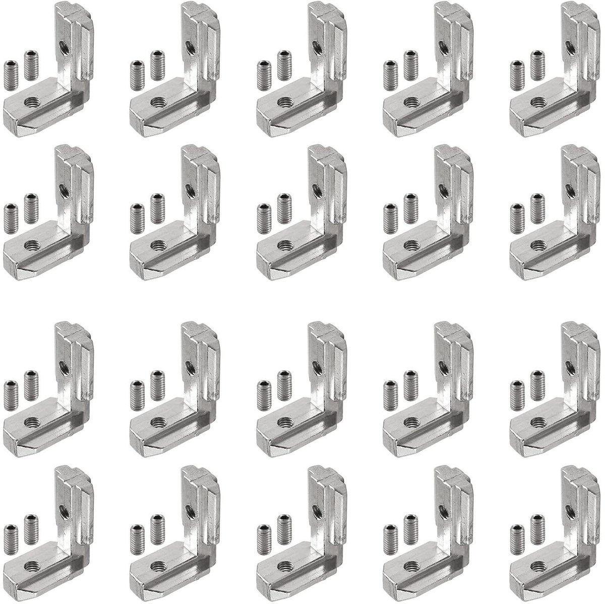 Aluminium Hoekverbindingen - L-profiel Beugels - Aluminium profielen verbinden - Roestbestendige nikkel plating - 4040 profiel M6 - Zilver