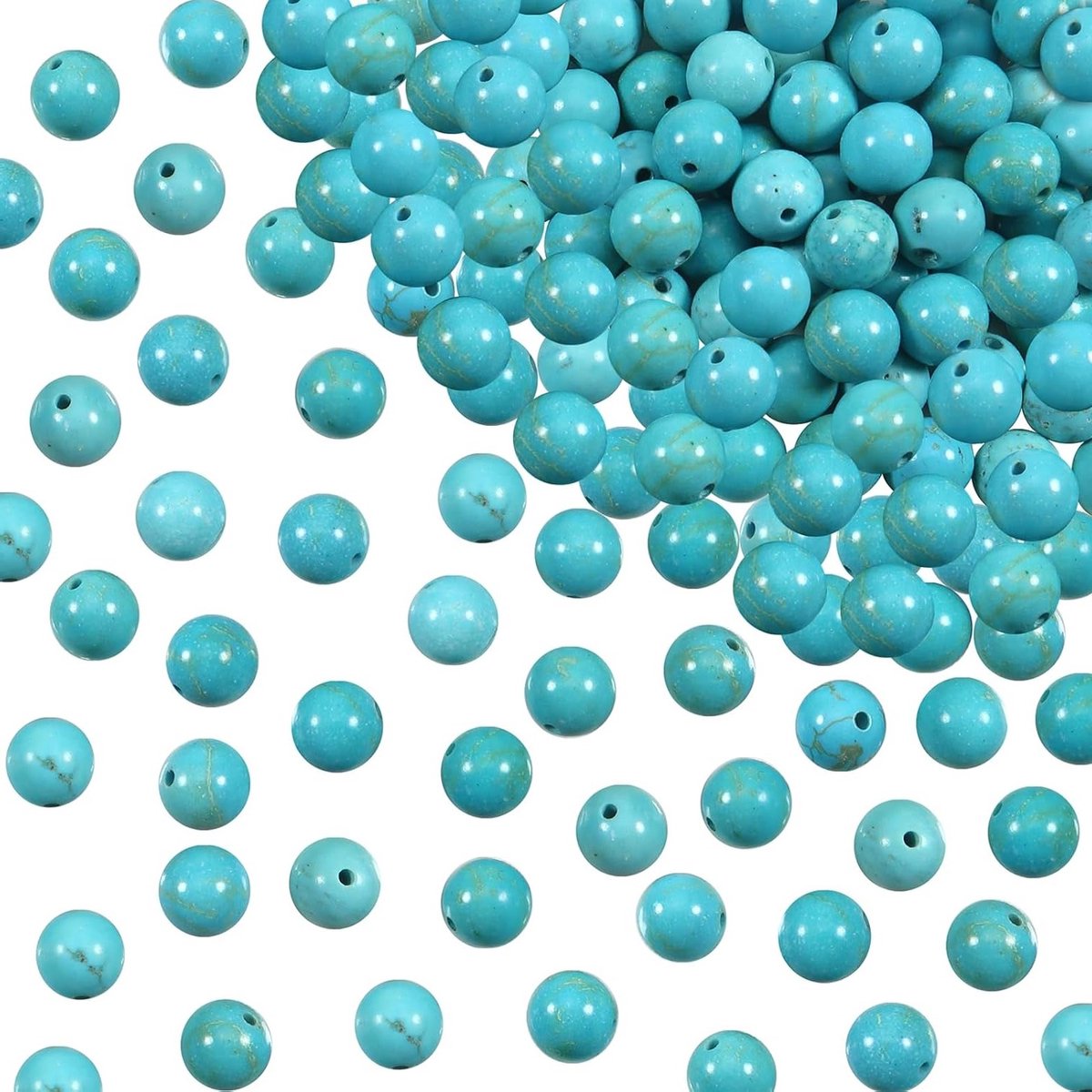 100 Stuks 6mm Natuurlijke Turquoise Kralen - Ronde Losse Kralen met Gat voor Sieraden, DIY Armbanden en Kettingen