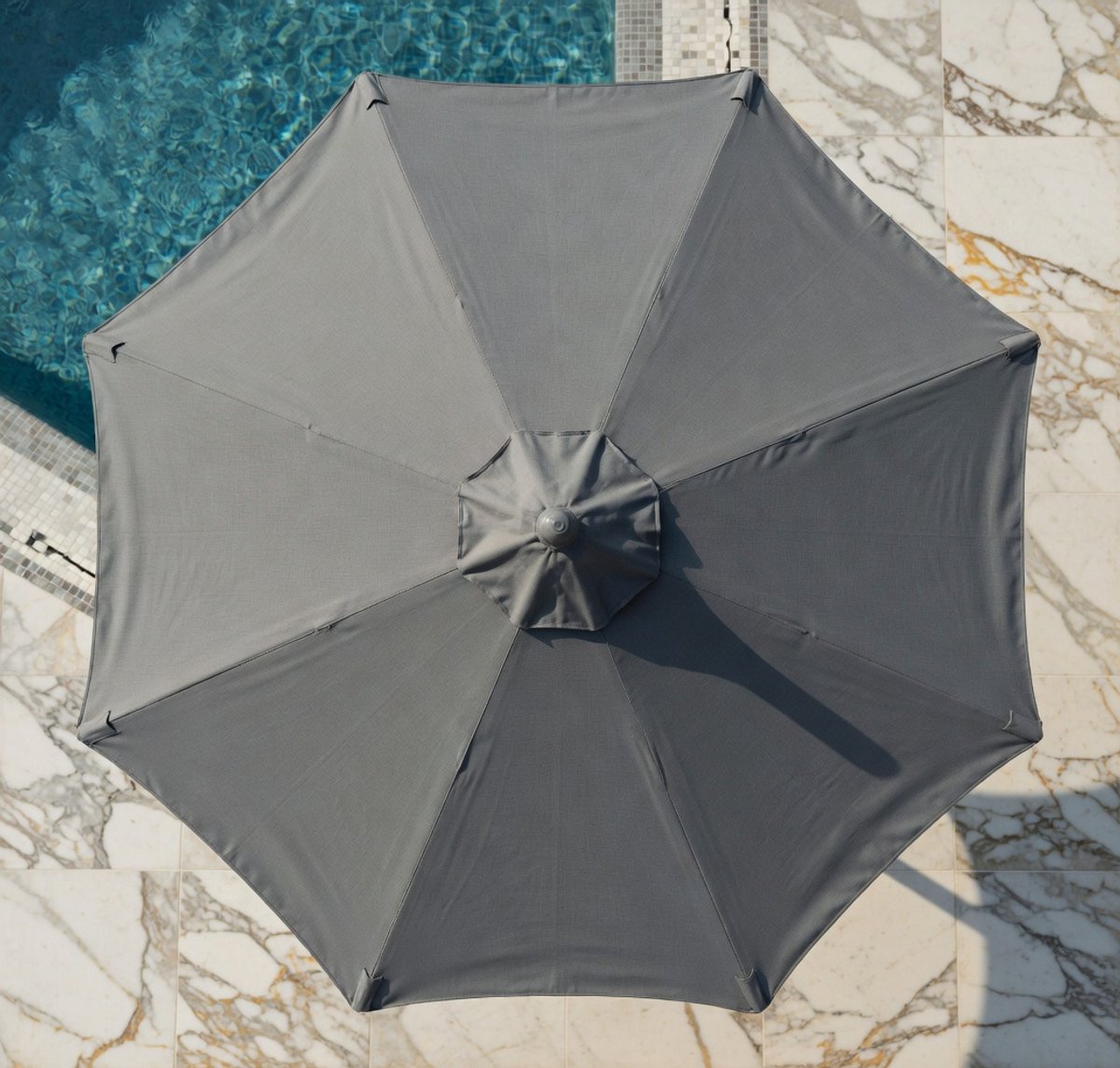 Premium Aluminium Parasol 300 cm – Stone Grey (Grijs) – Kantelbare Grote Tuinparasol met Zwengelbediening & Draaimechanisme – 3 Meter Zonnescherm voor Tuin, Terras en Balkon Medahomestore