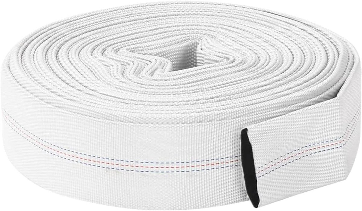 Platte Brandslang - Tuinslang PVC - Water Transport - Versterkt met Polyester - 30 m 2 inch - Wit