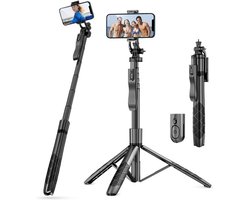 SelfieStick Tripod met Bluetooth Afstandsbediening -Selfie Stick Statief, 360° Geschikt voor DJI Osmo Pocket, Go Pro, Camera