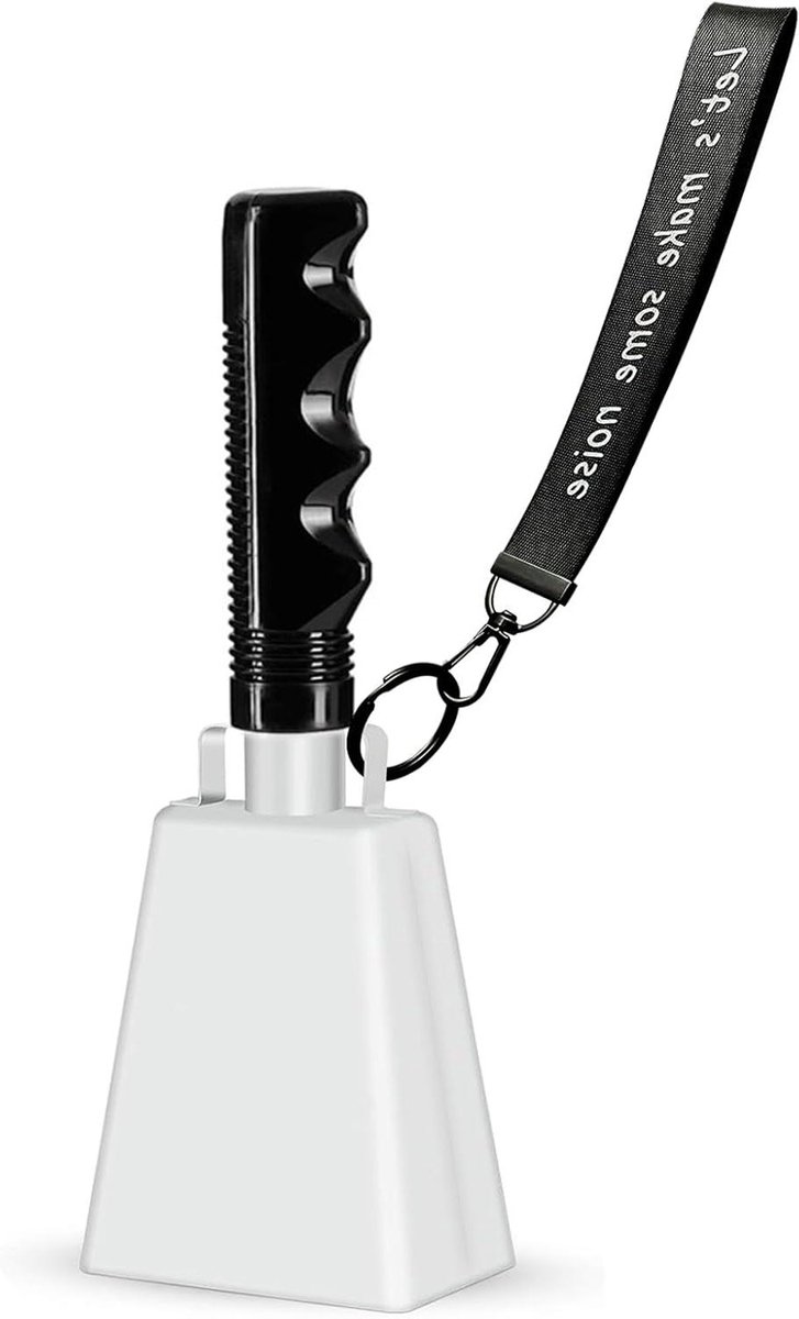 Koebel met handvat - Lawaaimaker aanmoediger - Sportevenementen opvrolijken - Resonerend staal geluid - 203 cm - Wit