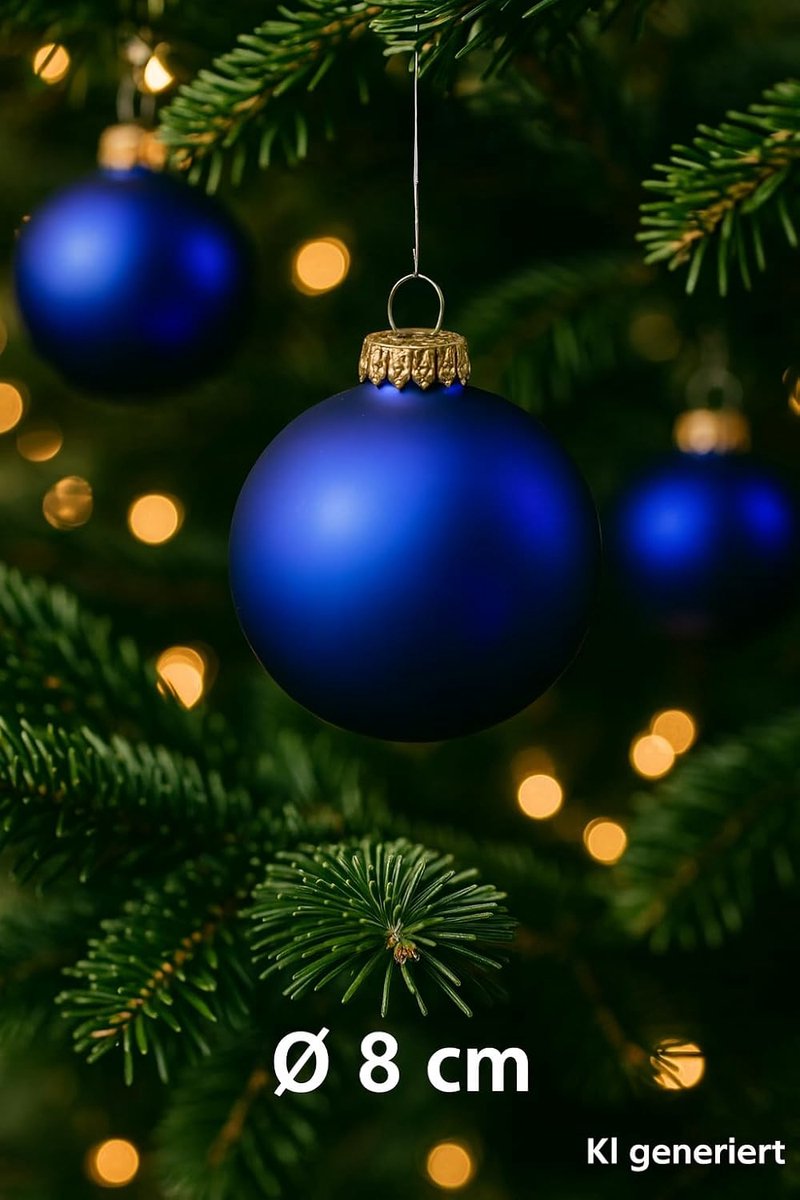 Kerstballen Set - Blauwe Ballen - Kerstboom Versieren - Mat Satijn Afwerking - 8 cm - Koningsblauw – foto 4