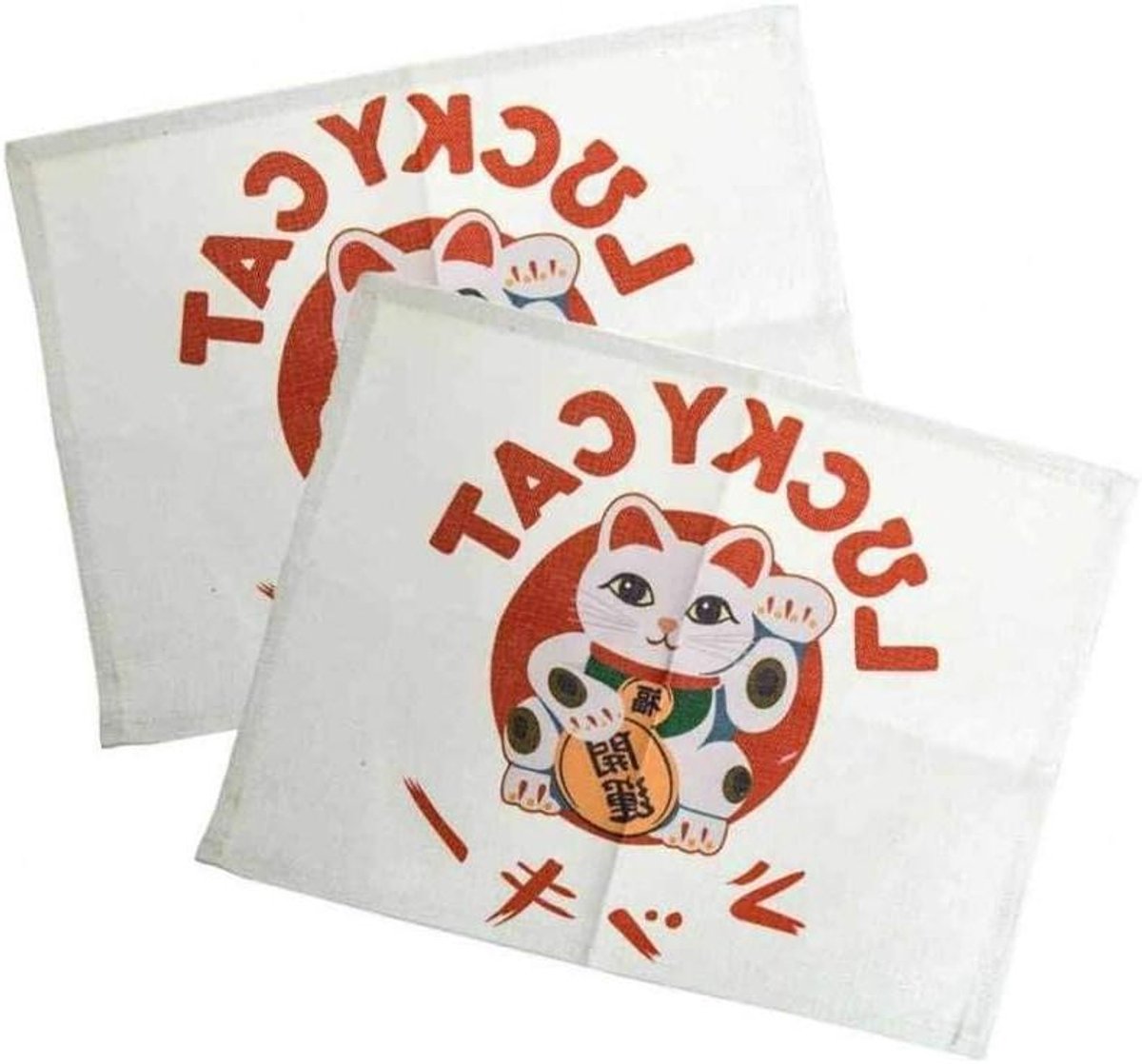 Placemats Kat - Onderzetters Tafel - Tafel Decoratie - Japans Design - 40 x 31 cm - Veelkleurig