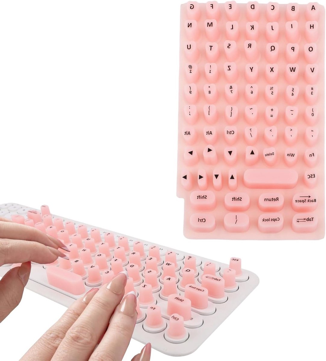70 Stuks Schattige Toetsenbord Stickers voor Lange Nagels, Zachte Siliconen Toetsenbordhoes met Letters, Herbruikbare Toetsenbord Bubbels voor Vrouwen en Computergebruik