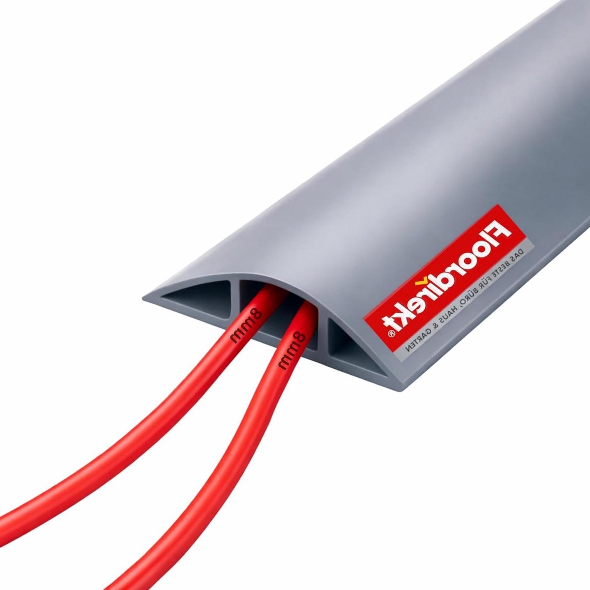 Kabelgoot Vloer - Kabelbeschermer Struikelbeveiliging - Veilige Kabelgeleiding - Antislip Oppervlak - 9 m - Grijs