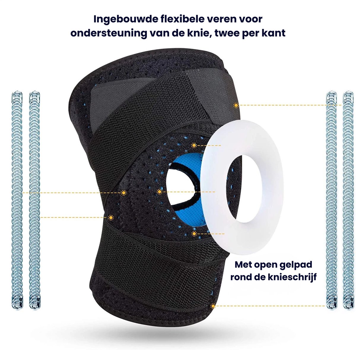Goodli Kniebrace - One - size - Verstelbare Knieband voor Dames en Heren - Patellabrace met Stabiliteit - Ondersteuning bij Artrose en Meniscus - Zwart — afbeelding 5
