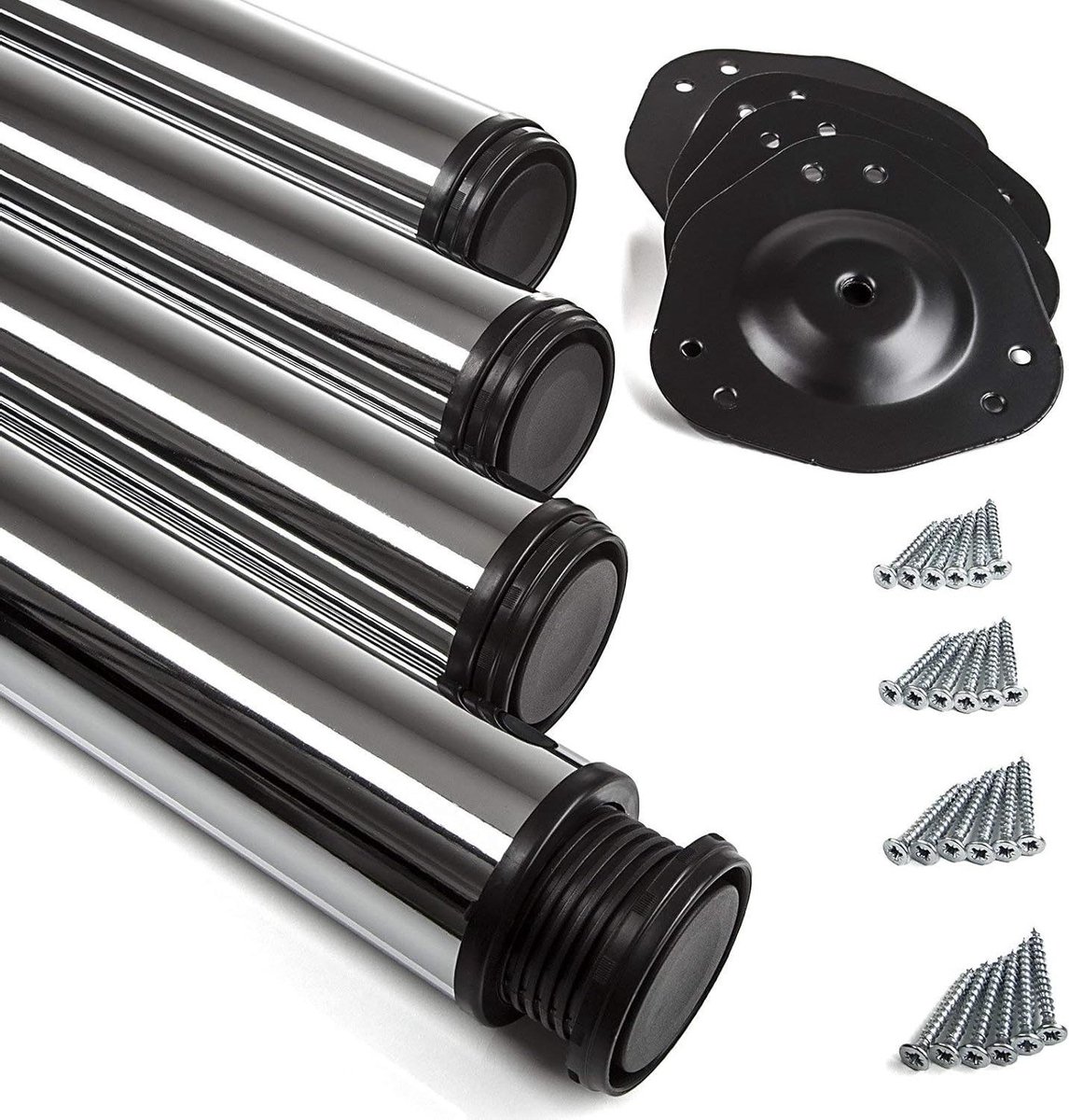 Tafelpoot Set - Meubelpoten - Meubels Maken - Verstelbare Hoogte - 4 stuks 71 cm - Chroom
