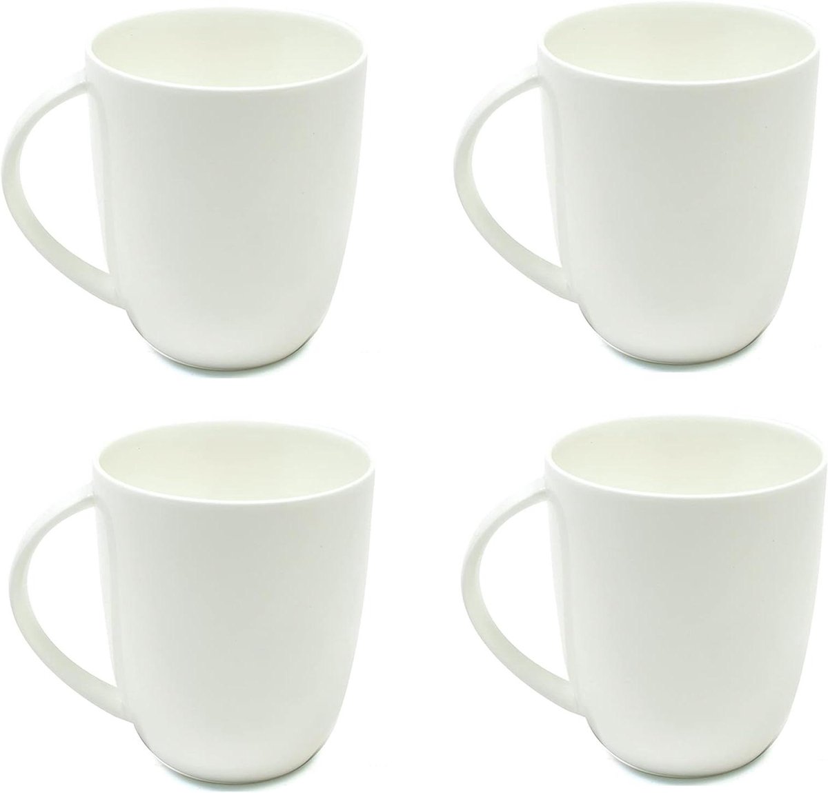 Koffiemok Set - Grote Mokken - Genieten van Koffie - Elegante Bone China - 420 ml - Wit