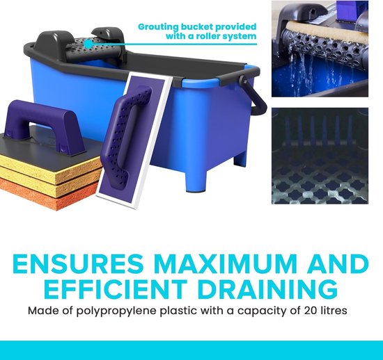 Voegemmer Kit - Voegset Tegels - Efficiënt voegen - Roller voor drainage - 20L - Grijs van Merkloos	 — afbeelding 5