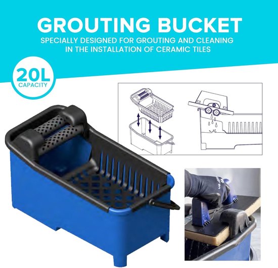 Voegemmer Kit - Voegset Tegels - Efficiënt voegen - Roller voor drainage - 20L - Grijs van Merkloos	 — afbeelding 3