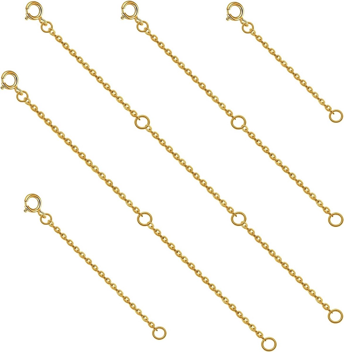 Stainless Steel Necklace Extender en Bracelet Extension Chain in Goudkleur - 5 tot 15 cm met Sluitingen voor Sieraden Maken, Verlenging en Accessoires