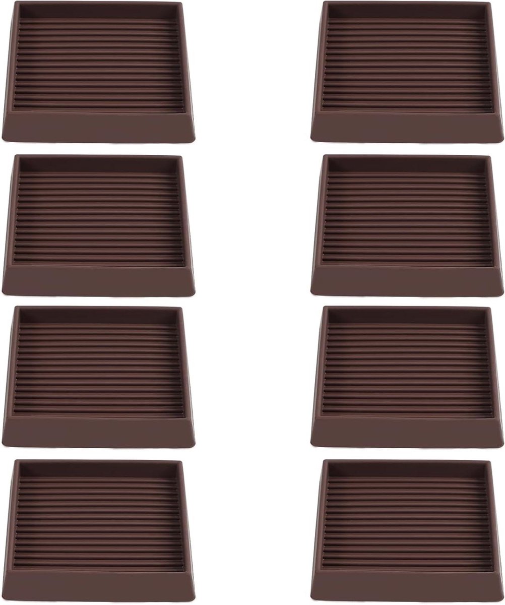 Rubberen Meubelbekers - Vloerbeschermers Meubels - Meubels Stabiliseren - Anti-slip Rubber - 3x3 inch - Bruin