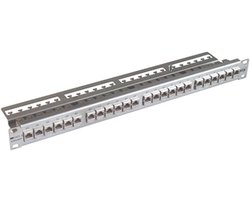 Patchpaneel 19 inch - Netwerkpaneel Patchveld - Netwerkbekabeling organiseren - 24 E-DAT modules - 1 HE 4572 cm - Grijs