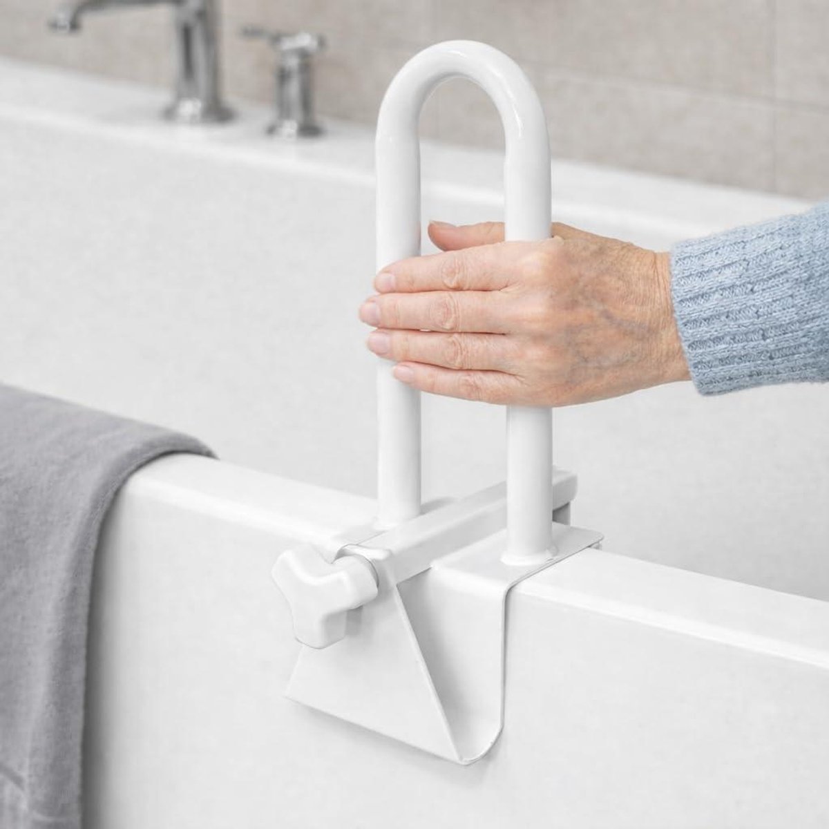 Badkuip Veiligheidsrail - Badgreep Douche - Veilig Douchen - Verstelbare Handgrepen - 20.5 x 16.5 cm - Wit