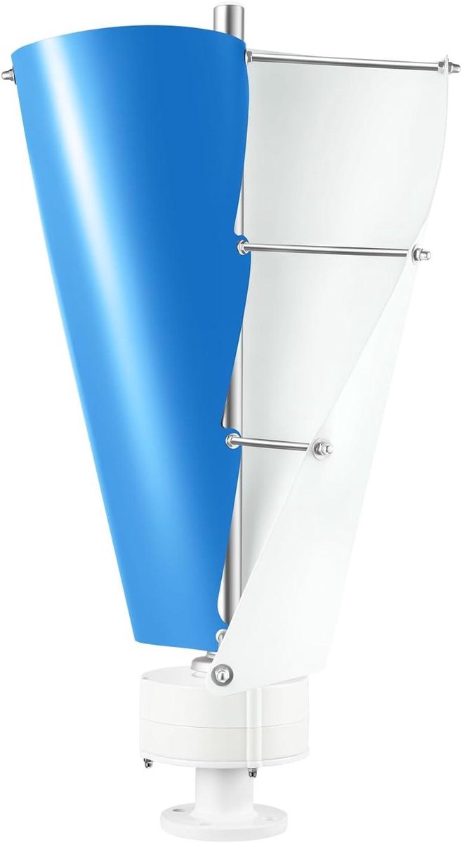 Windturbine Generator - Windmolen Energie - Energie Opwekken - Stil Dubbel Lager - 40 cm Wiel Diameter - Wit Blauw