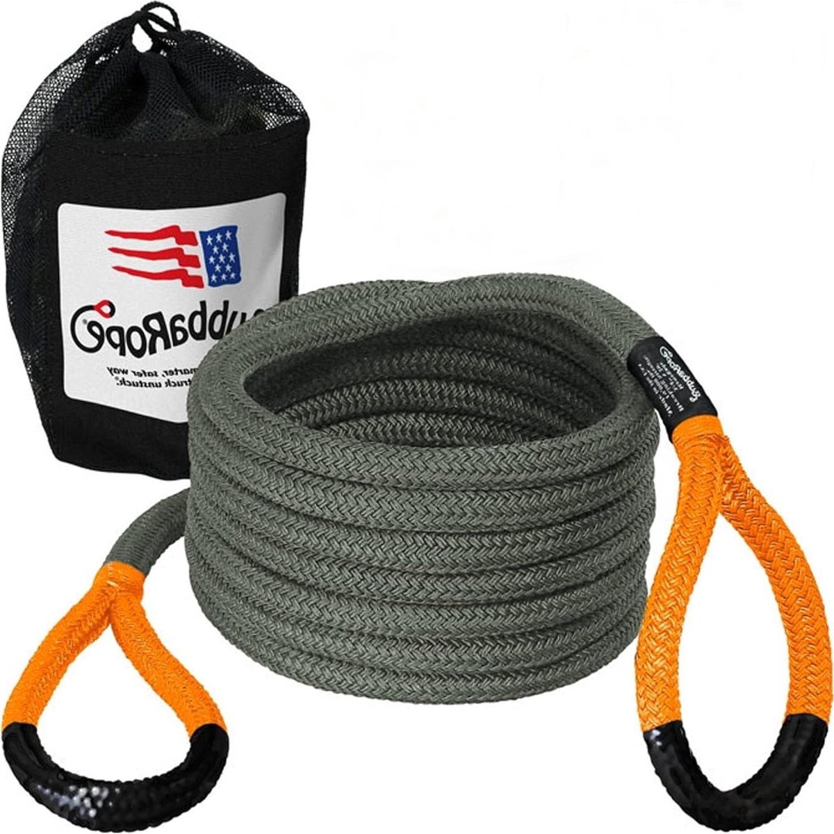 Kinetic Bergingstouw - Hersteltouw Sleepkabel - Voertuigen Losmaken - Dubbel Gevlochten Nylon - 19 MM x 9.1 M - Olijfgroen