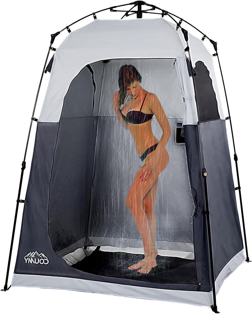 Pop-Up Douche Tente - Privacy Shelter - Buiten Douchen - Eén Persoon Opzetbaar - 150x150x213 cm - Donkergrijs