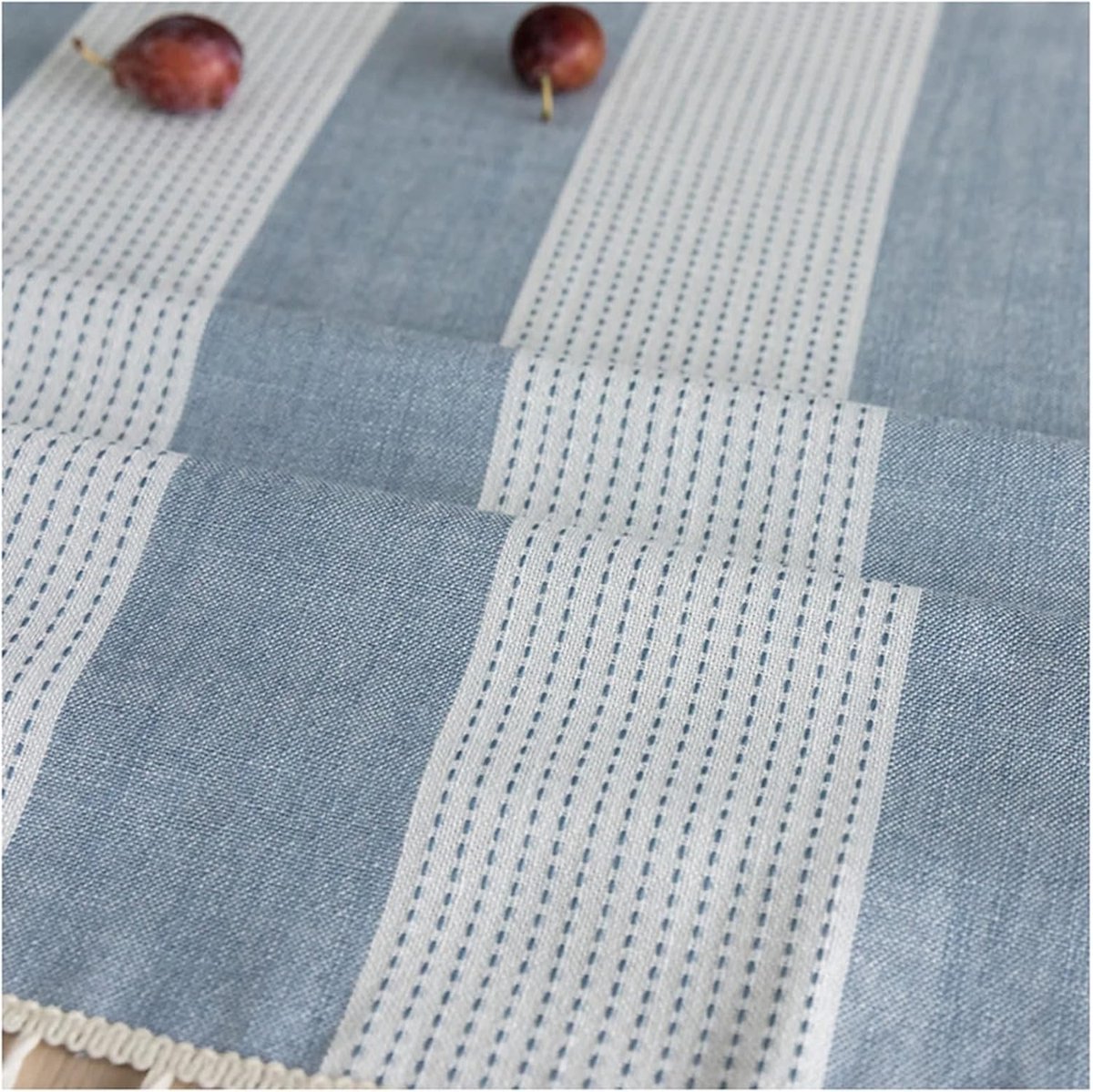 Tafelkleed Vierkant - Gestreept Kleed - Buiten Eten - Slijtvast Polyester - 90 x 90 cm - Blauw