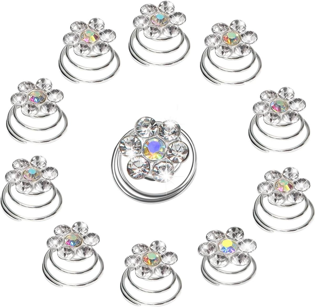 Haarspelden Set - Bloem Juwelen - Bruiloft Styling - Spiraal Ontwerp - 84 Stuks - Zilver