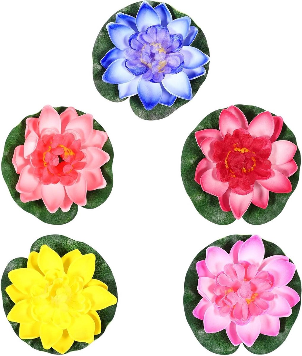 Kunstbloemen - Drijvende bloemen - Vijver decoratie - Realistisch ontwerp - 5 stuks - Roze