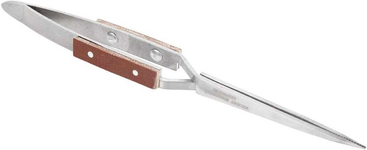 Zelfsluitende Pincet - Rechte Punt - Sieraden Maken - Hittebestendige Grip - 160 mm - Zilverkleurig