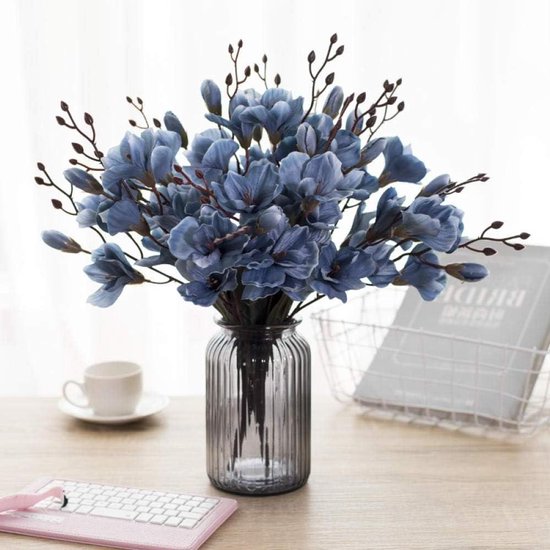 Kunstboeket in Vaas - Nep Bloemen - Huisdecoratie - Levensechte Kleuren - 18.5cm Vaas - Lichtgeel