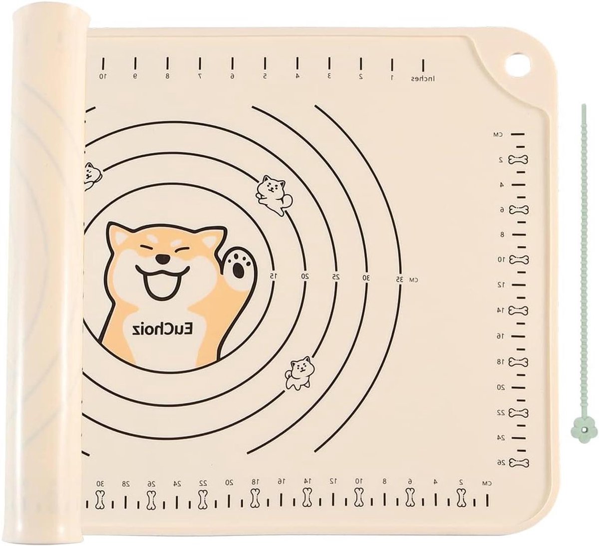 Gebak Mat - Bakmat Deegroller - Deeg Bereiden - Verhoogde Rand - 60x40 cm - Beige
