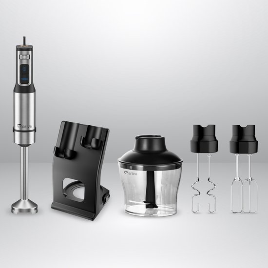 ARIVA-6 in 1-Staafmixer-Led-display-Accessoires-1500W-Mixen, hakken, kloppen-Titanium mes-0.8L-Standaard-Keukenmachine-Deeghaken-Garde van Ariva — afbeelding 3
