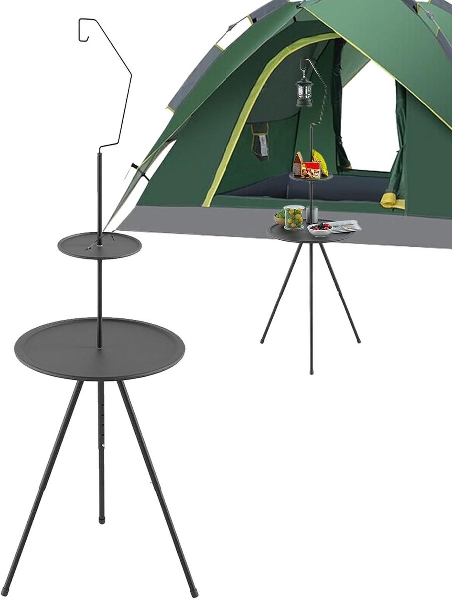 Ronde campingtafel - Klaptafel buiten - Outdoor maaltijden - Stabiele driehoekspoten - 50 x 392 mm - Zwart