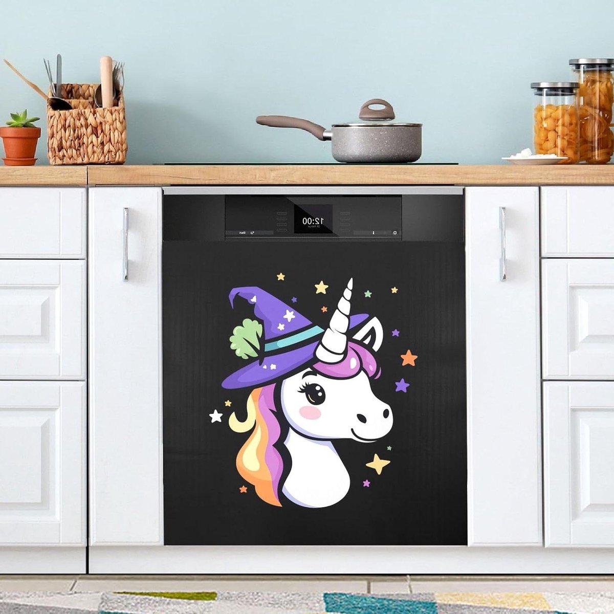 Vaatwasser Magnetische Covers - Keuken Decoratie - Keuken Opfrissen - Probleemloze Toepassing - 23x26 Inch - Halloween Eenhoorn