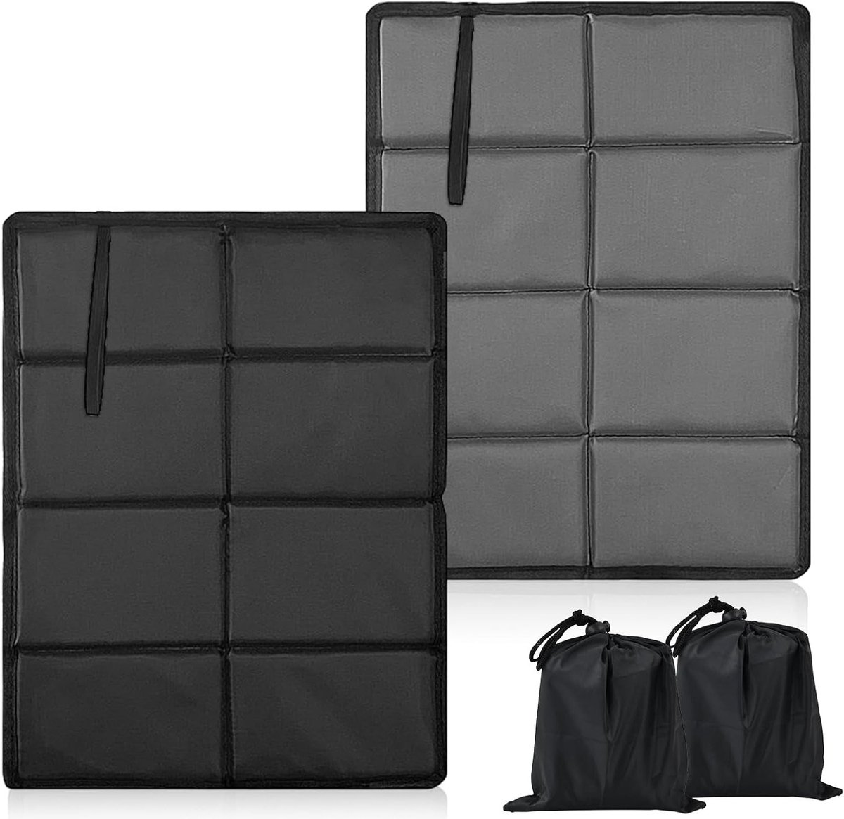 Set van 2 Opvouwbare Kussens voor Buiten, Waterdicht Zitkussen, Ideaal voor Kamperen, Picknicken en Wandelen, Inclusief 2 Opbergcompartimenten, 39 x 29 cm