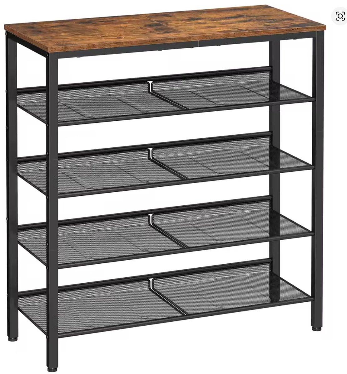 LeeuwenChoice® Schoenenrek - 5 Verdiepingen - Open Schoenenkast - Met Bovenplank voor Tassen - 28x75x93 cm