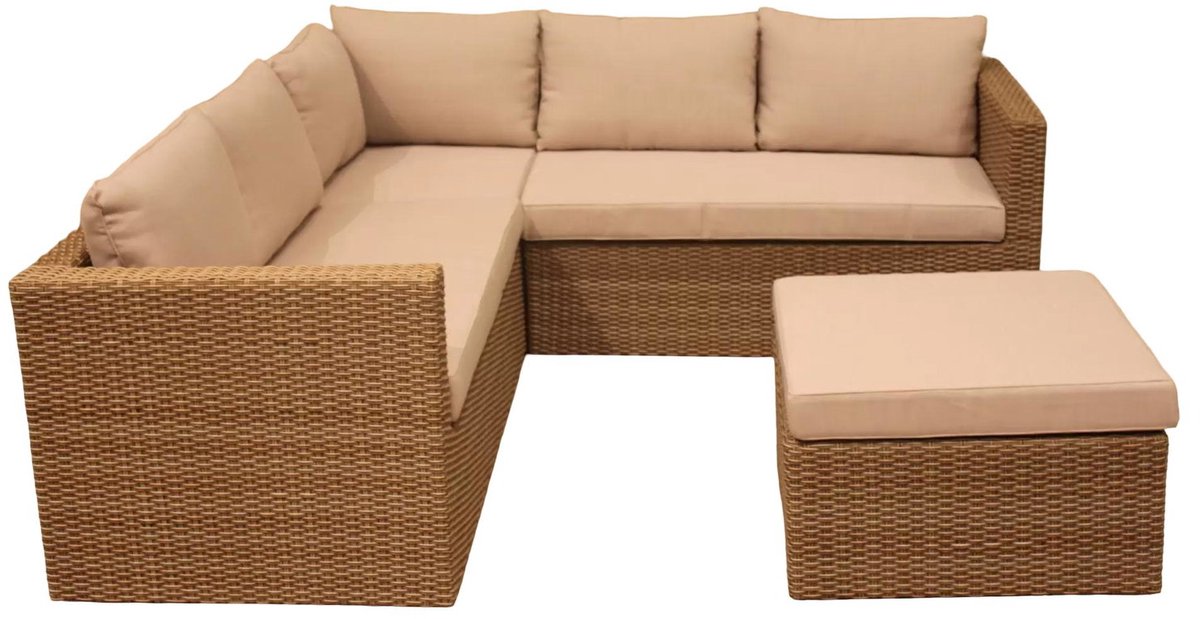Eurofleur aanbieding - Gibson Loungeset Beige Vlechtwerk