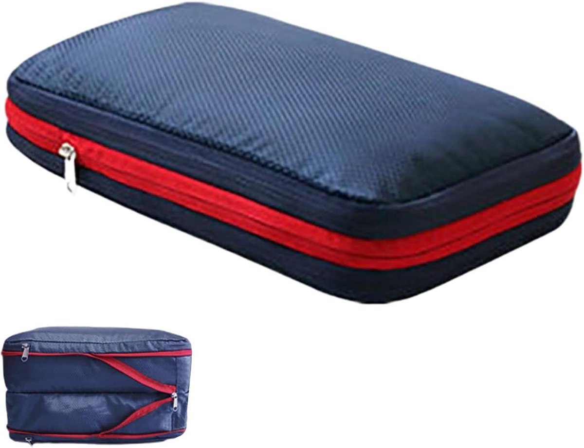Reis Compressiezakken - Kleding Organizer - Efficiënt Inpakken - Dubbele Vakken - 37.5 x 27.5 cm - Donkerblauw