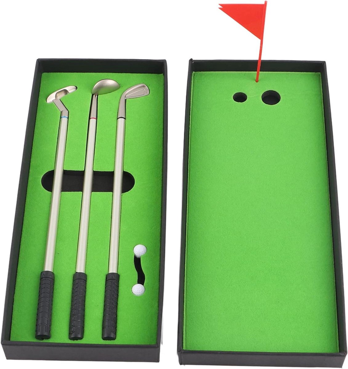 Pennenset met Golfclubs - Balpennen Set - Schrijven en Spelen - Inclusief Ballen en Vlag - 3 Pennen - Multicolor