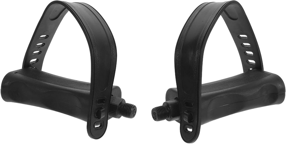 Fietspedalen met Riempjes - Indoor Pedalen - Hometrainer Gebruik - Verstelbare Banden - 12 cm Lengte - Zwart