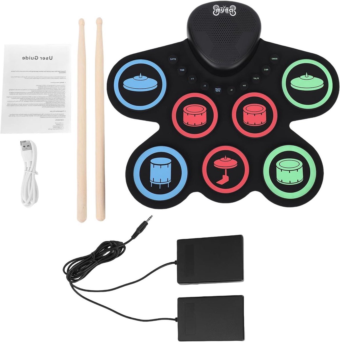 Elektrische Drumset - Oprolbare Drumpad - Muziek Maken - Ingebouwde Luidspreker - 7 Pads - Zwart